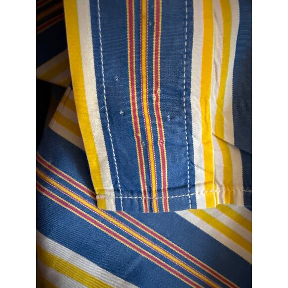 Maus & Hoffman Striped Long Sleeve Button Down Shirt Men’s XL Blue Yellow Italy - Picture 5 of 5